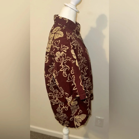 Harley Davidson Motorcycles Cotton Hawaiian Shirt Short Sleeve Men's Size Medium - Picture 4 of 5